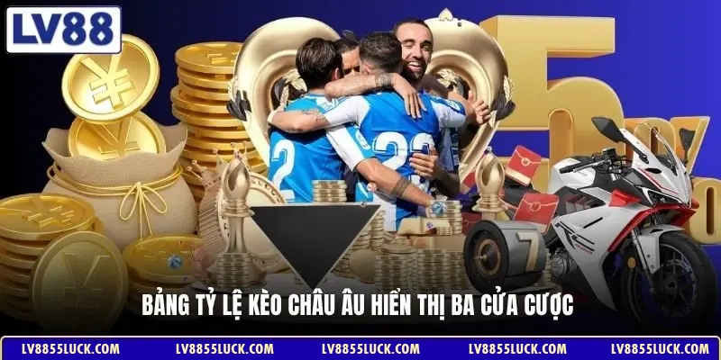 Bảng tỷ lệ kèo châu Âu hiển thị ba cửa cược